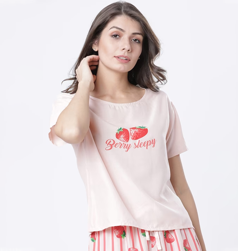 Women Pink Printed Lounge Top